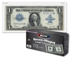 1 PACK of 50 BCW Semi-Rigid CURRENCY LARGE BILL HOLDERS  7 7/16 x 3 1/8 #CS189