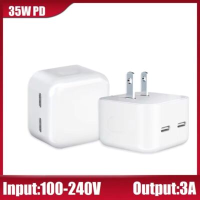 PD 35W Dual Port Fast Charge Power Adapter For iPhone 16 15 14 13 12 Pro Max Lot