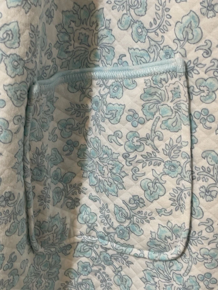 Miss Elaine Petites L Azul Floral Bata Casa Abrigo Patio Vestido Algodón Cremallera Completa Foto 3 de 4