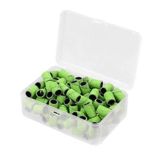 100 Pcs 80 Grit Sanding Bands Sanding Sleeves for Nail Sanding Tools Light Green
