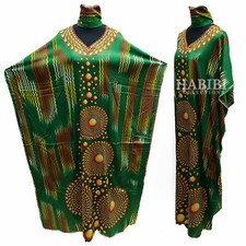 Women's Green/Orange Sequin Kaftan Free Size Geometric Swirl Pattern