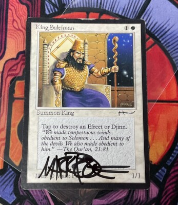  King Suleiman Arabian Nights ARN R Signed MP						Magic	Card	English	Authentic