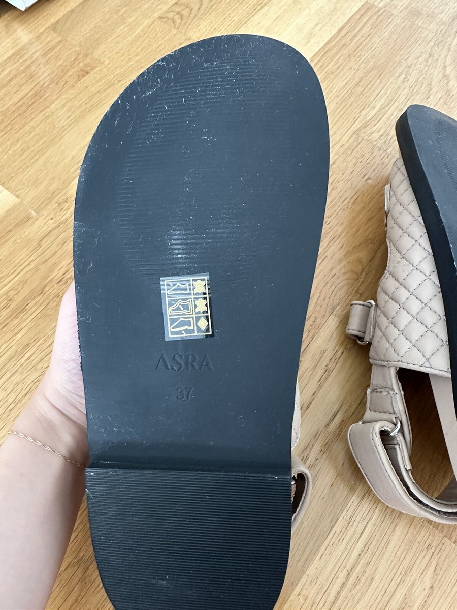 ASRA SOJO QUILTED CHUNKY GRANDAD SANDALS IN BEIGE LEATHER-NEUTRAL