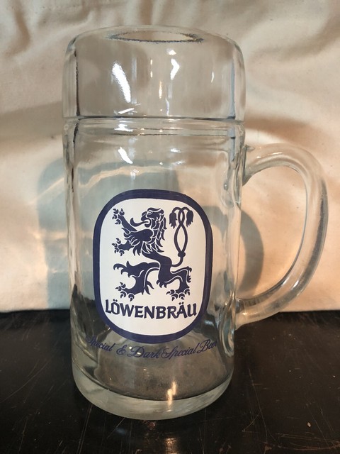 lowenbrau stein glass
