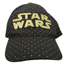 Star Wars Kids Black  Gold Polka Dot Cap With Glitter Logo Adjustable Hat