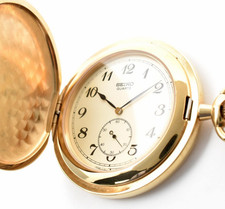Vintage N MINT Seiko Pocket Watch 2G28-0030 Gold Quartz JDM From JAPAN