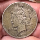 1924 S United States Liberty Peace Silver Dollar -  90% Silver -  $1 Dollar Coin