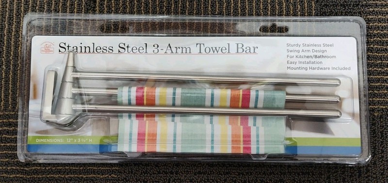 Stainless Steel 3-Arm Towel Bar - Brand New in Packaging