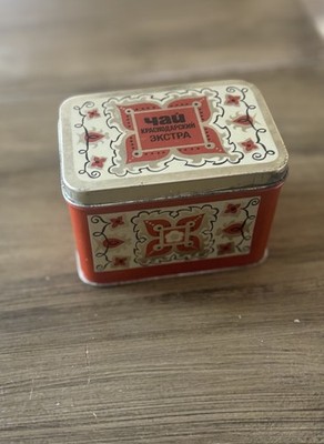 Vintage Soviet Tea Box  GEORGIAN TEA  USSR 1960s Krasnodarsky Extra Tea
