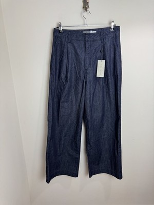 Neuwertige Samt Wide Leg Tailored Jeans Gr. 10 Reg Dark Indigo Blau UVP 120£