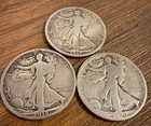 1917-P, 1918-P, 1920-P Walking Liberty Half Dollars VF - 90% Silver  **RARE**