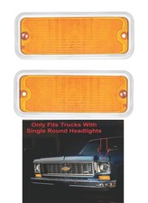 Pair Parking Lights For 1973-1980 Chevy Gmc Truck Amber Led Amber Lens