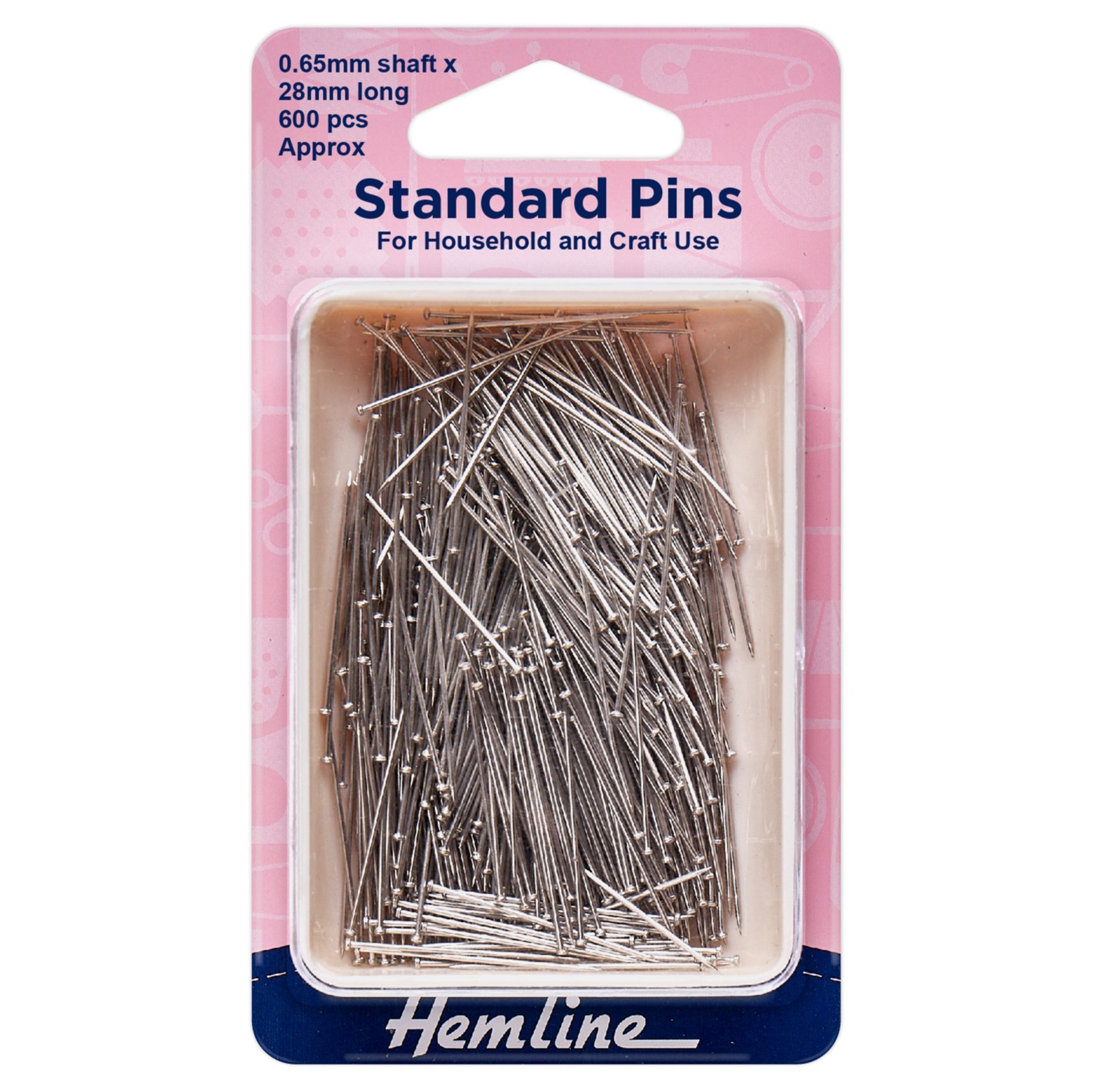 Hemline: Pins: Standard Extra Value: 28mm: Nickel: 600 Pieces