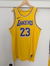 USED Lebron James Nike Authentic Los Angeles Lakers 23 Jersey Gold Size 52/XL