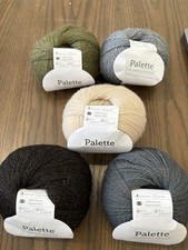Lot Of 5 Knit Picks Palette Fingering Weight Yarn 100 Wool Cream Green Gray