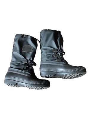 Sorel Black Winter Snow Boots Mens Adult Size 8 Felt Liner Snowlion 15'' Tall EUC