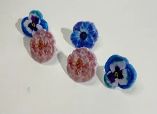 Lot 5 DecoPac Plastic Flower Cake Cupcake Topper Rings Party Spring Pansy Floral