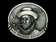 SL01124 NOS VINTAGE 1978 SIR WALTER RALEIGH COMMEMORATIVE BELT BUCKLE