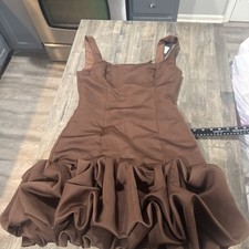 Fashion Nova Brown Bubble Hem Mini Dress Women’s Small Sleeveless NWT Party