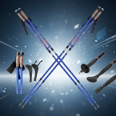 Aluminium Wanderstöcke 2er Set Blau Nordic Walking Stöcke Teleskop Trekking Wand