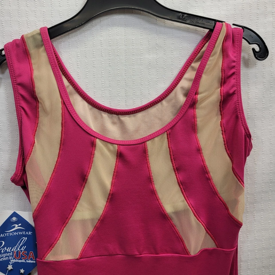 Motionwear Danza Gimnasia Leotardo Rojo Sólido Dorado Rayas Niñas Grande 12-14 Foto 2 de 4