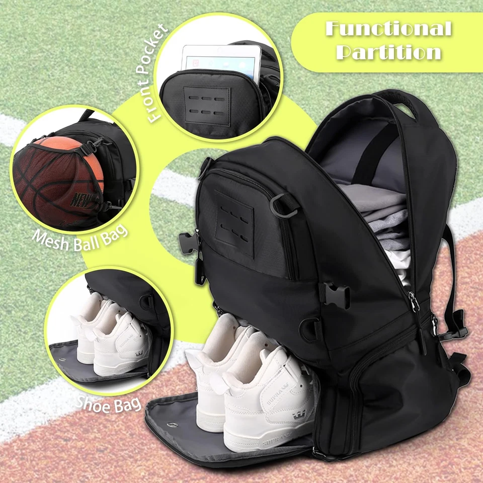 Basketball Rucksack Sportrucksack mit Schuhfach & Ballfach Wasserfester Baske... - Bild 2 von 4