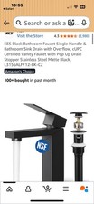 KES Black Bathroom Faucet Single Handle  Bathroom Sink Drain with Overflow