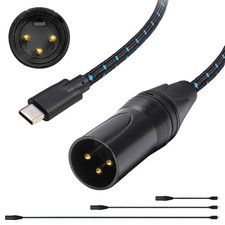 USB C to XLR Male OFC Audio Output Cable 6.5ft, Type C 6.5ft/200cm, Blue 