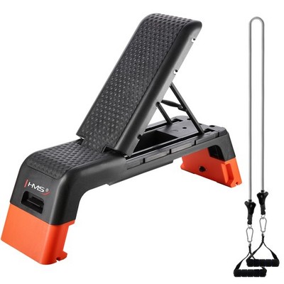 HMS Steppbrett mit Bankfunktion Hantelbank Verstellbar Aerobic Fitness Expander