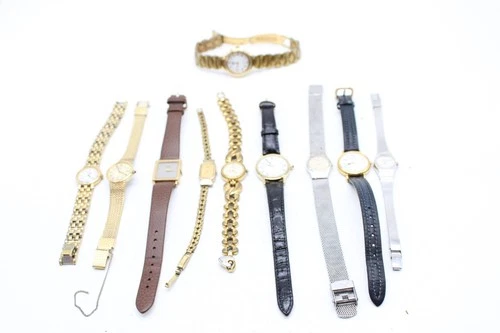 A x10 Vintage Ladies Seiko Gold Tone Quartz Wristwatches Not Tested