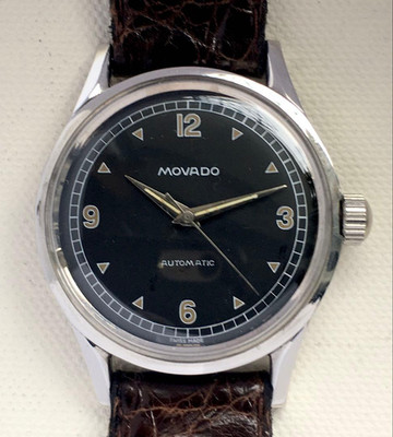 Movado Sub-Sea Automatic Vintage Watch 28 Jewels Black Dial 35mm OH Serviced