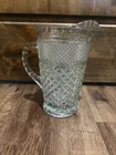Vintage ANCHOR HOCKING Wexford Crystal Glass Pitcher 64 Oz Diamond Pattern MCM