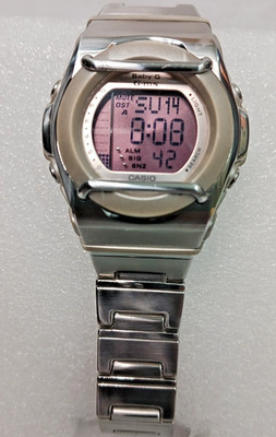 Casio Baby-G MSG-160D 2965 World Time Women's 100M Watch New Battery 37MM 7'' EUC