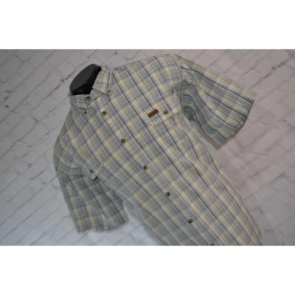 46243-a Camisa de Vestir de Trabajo Carhartt Informal Azul a Cuadros Algodón Talla XL Para Hombres Foto 3 de 4