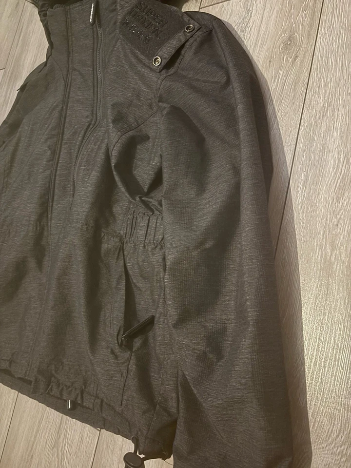 Superdry Wind Attacker Jacket L Black Fur Hood Wool Lined Multi-Zip Engineered - Image 3 of 4