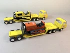 Lot of 2 Vintage Tiny Tonka Semi Truck Lowboy Trailers & Bulldozers Diecast Toys