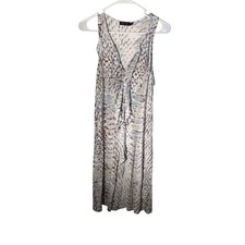 Seven7 Women's Midi Dress S White Animal like print Sleeveless Casual Boho