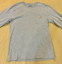 Carhartt Small Force Relaxed Fit Long Sleeve Pocket Tshirt Shirt Heather Grey