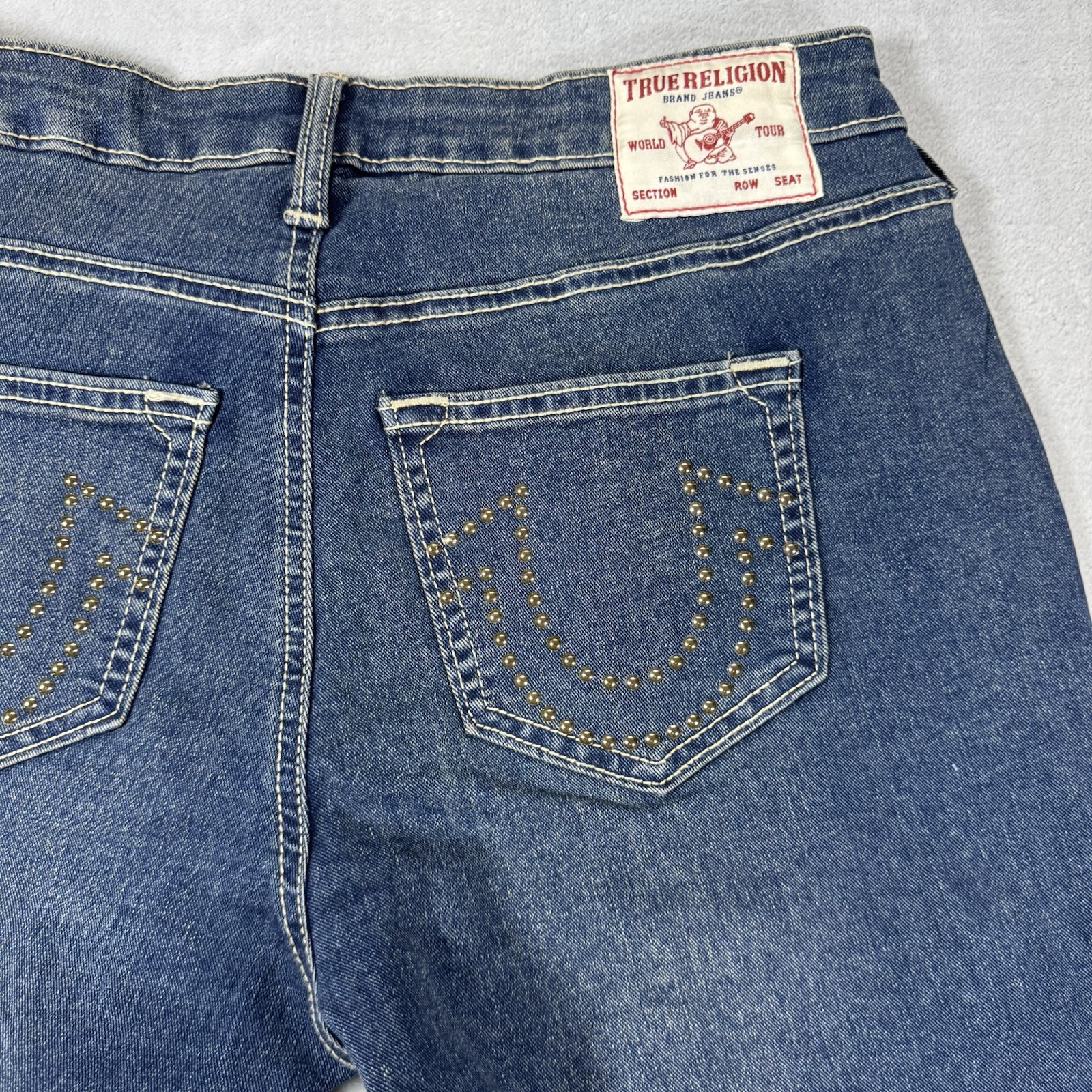 NWT $179 True Religion Jennie Curvy Crystal SN Mid Rise Super Skinny 29 Med Wash thumbnail 5
