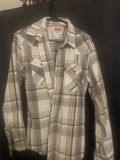 Wrangler Men's M Plaid Flannel Button-Up Shirt Long Sleeve Cotton Blend