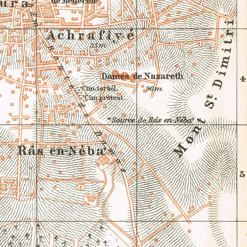Mapa BEIRUT ORIGINAL MAPA DE LA CIUDAD DEL Líbano 1909 بيروت Bayrūt Medio Oriente Foto 3 de 4