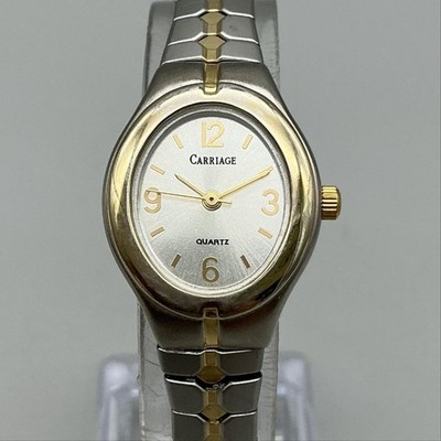 Vtg Timex Carriage Womens Watch 22mm Silver Gold Two Tone Stretch New Battery