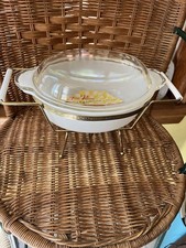 NEW Fire King 1-1/2 qt Covered Casserole w/Warming Cradle