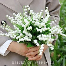 Lot White Valley Flowers Fake Artificial Flowers UV Resistant Outdoor Plants new