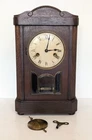 Antique HAC Hamburg American Oak Striking Mantle Table Clock TICKING - SEE VIDEO