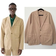 J. Crew Garment Dyed Chino Suit Jacket Linen Blend Men’s 42 AX270 Tan Khaki