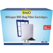 TETRA WHISPER BIO-BAG DISPOSABLE FILTER CARTRIDGES UNASSEMBLED LARGE 12 PACK New