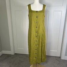 Madewell Linen Button Front Midi Dress -Women’s 10- Citrus Lime NWOT