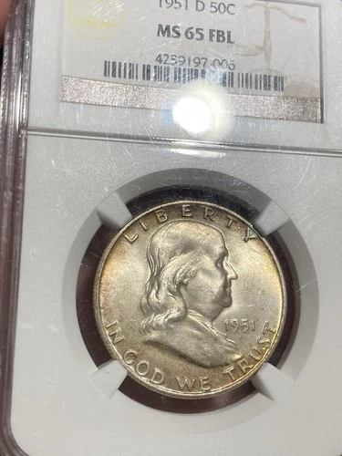 1951-D Franklin Half Dollar NGC MS 65 FBL Full Bell Lines