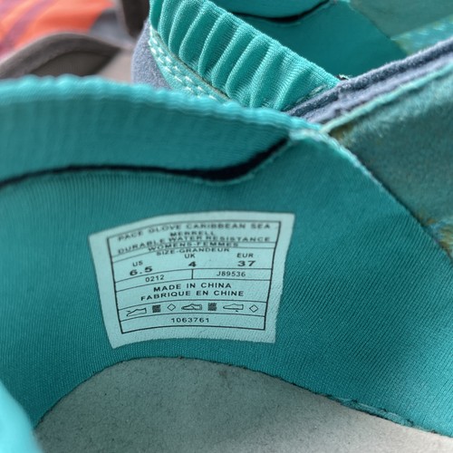 Merrell Pace Glove Barefoot Trail Shoes Women's Sz 6.5 US 37 EU Caribbean Sea LN - 第 4/5 張圖片